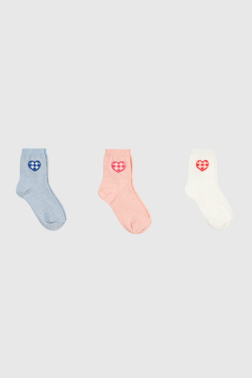 Gingham heart socks - Set of 3
