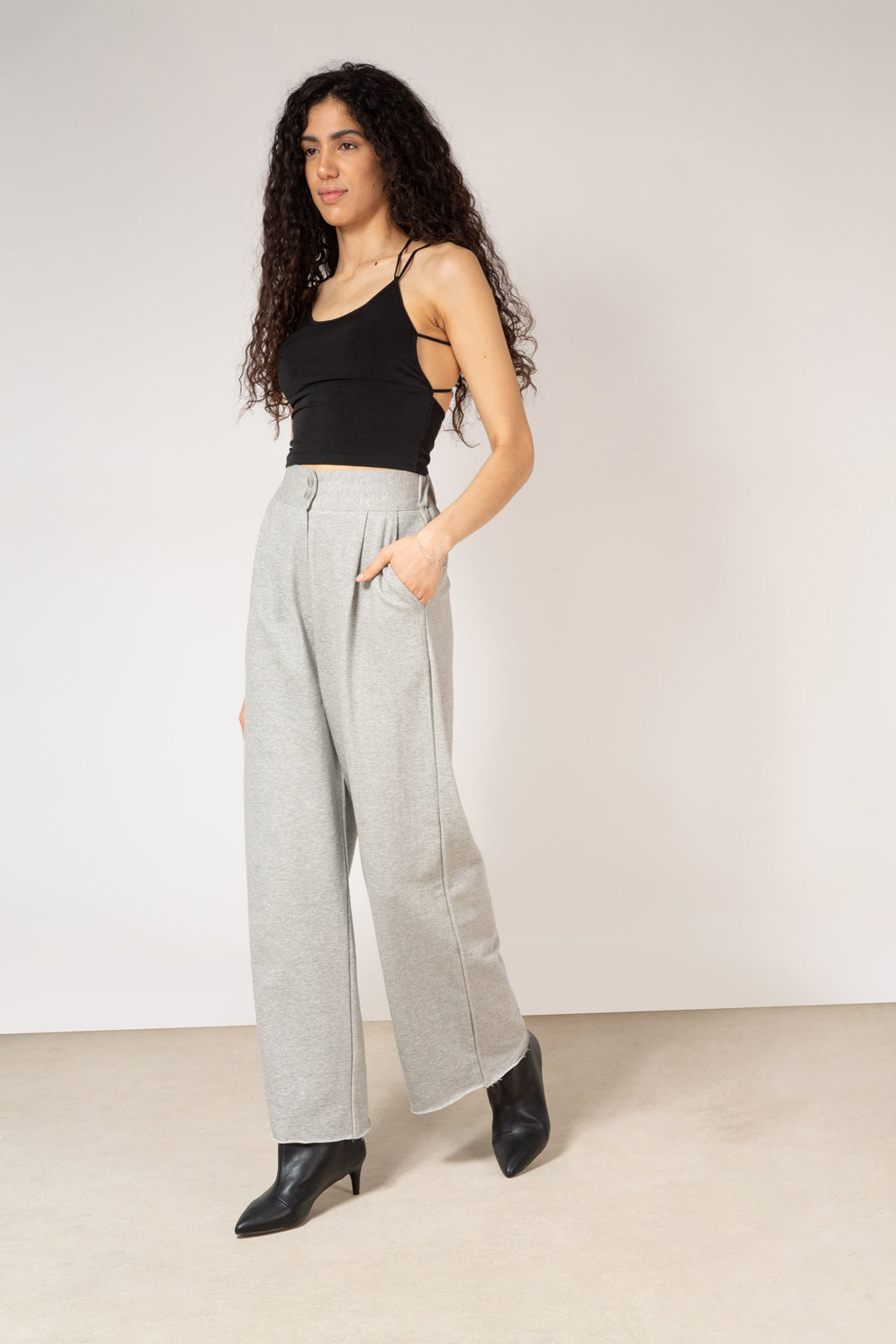 Grey smart sweatpant trousers_3