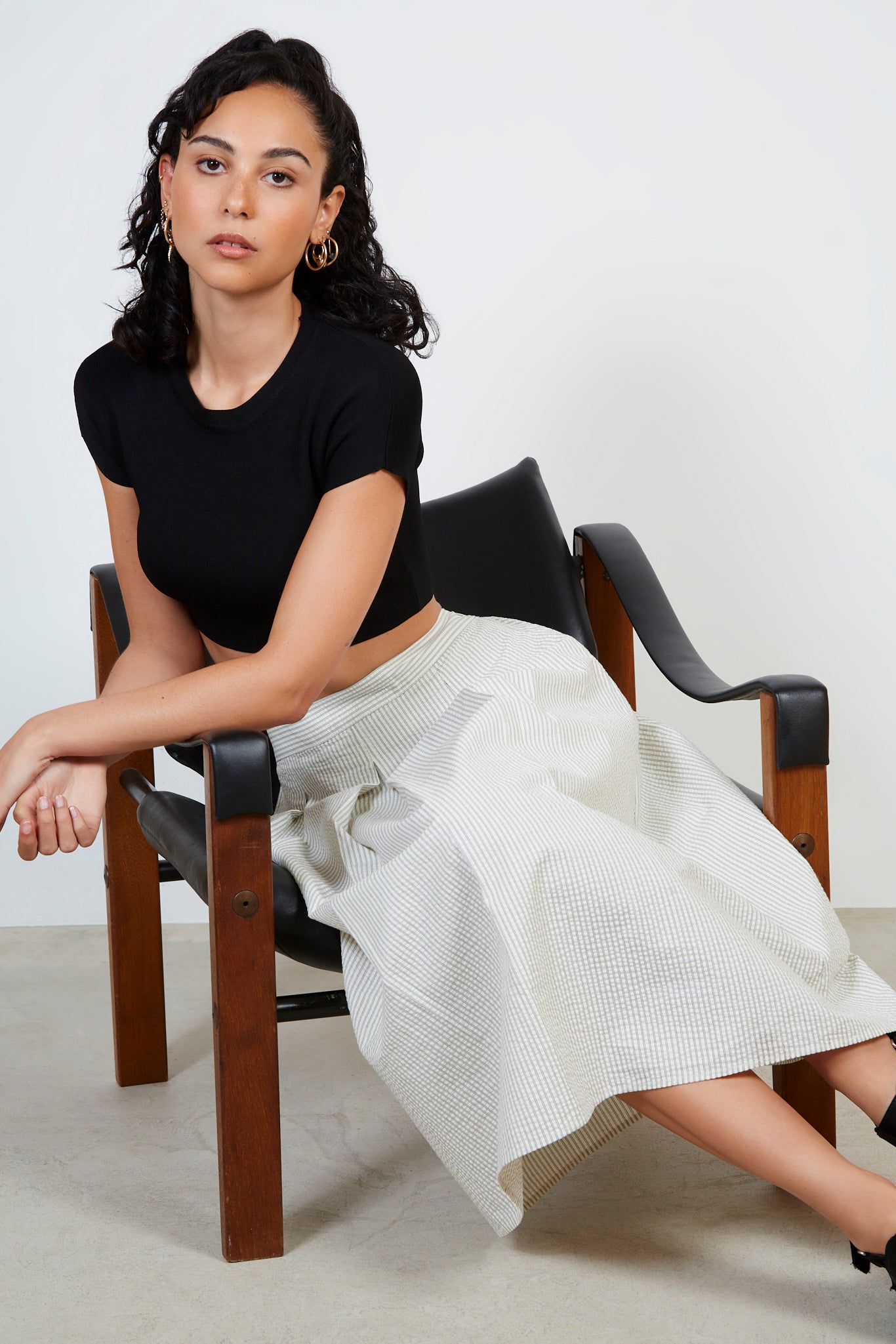 Grey and ivory striped seersucker skirt_5