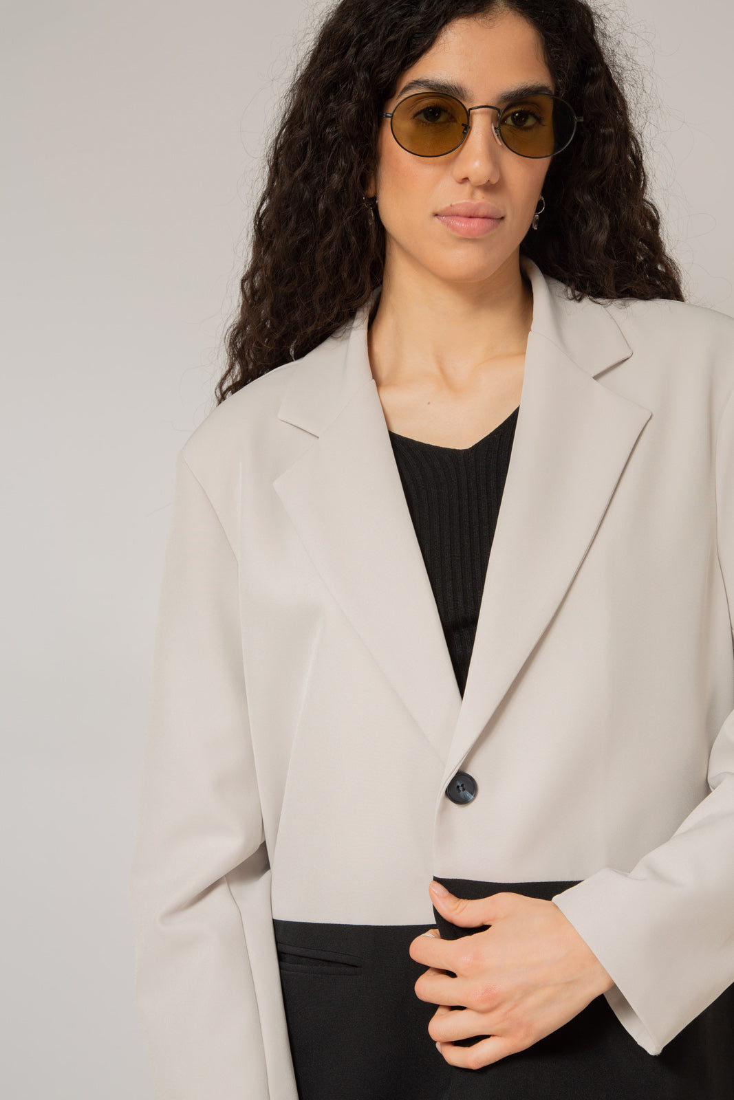 Ivory and black colour block blazer_3