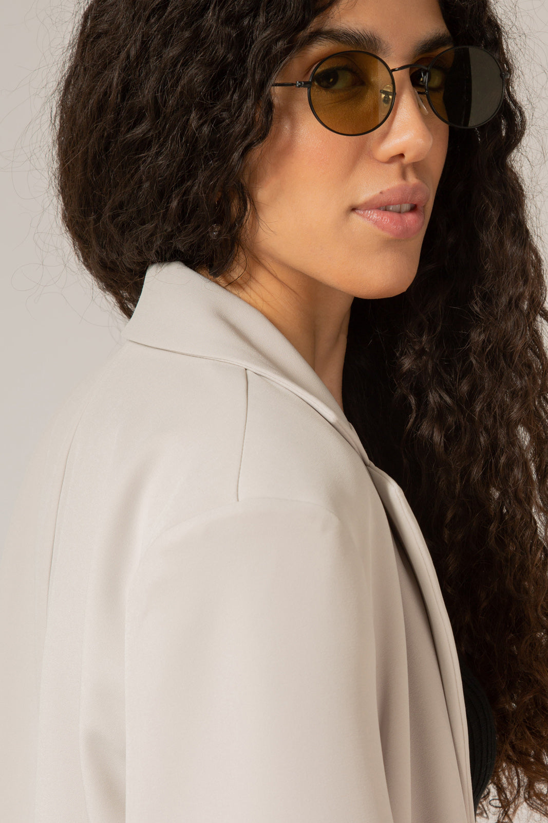 Ivory and black colour block blazer_8