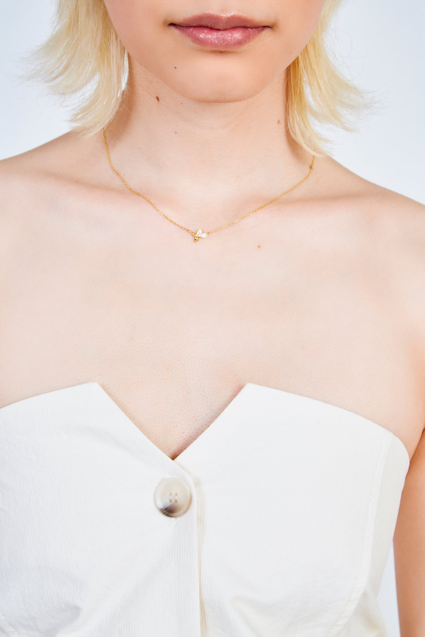 Ivory button front strapless top_4