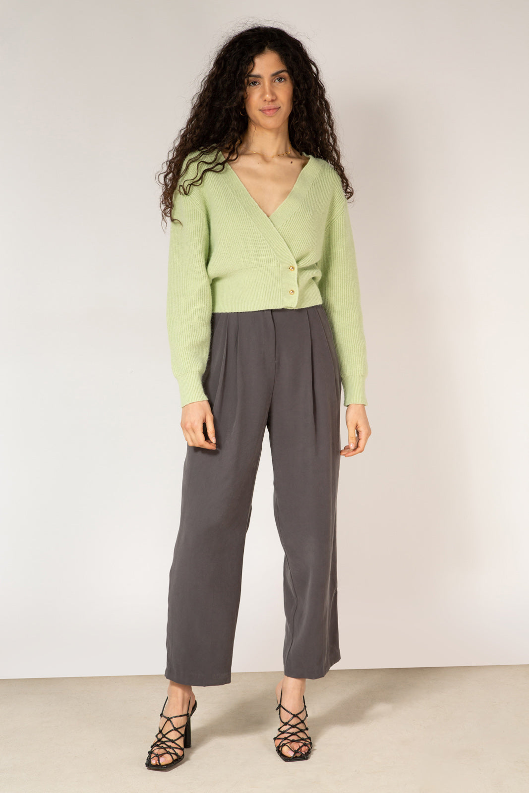 Mint green side button cardigan_5