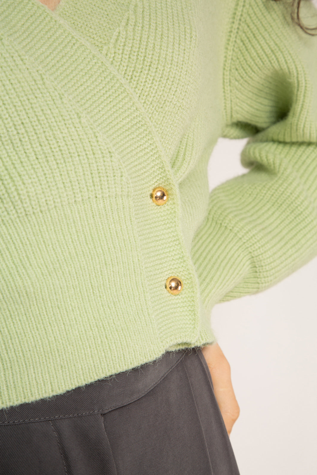 Mint green side button cardigan_7