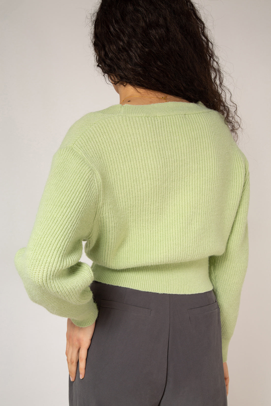 Mint green side button cardigan_4