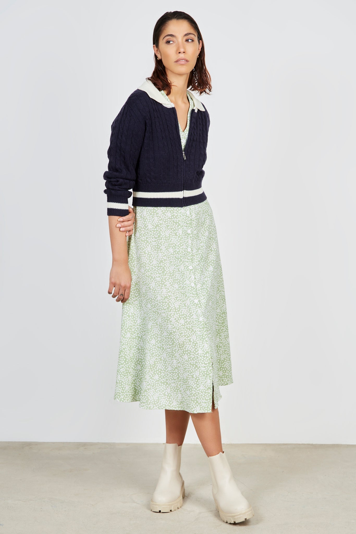 Navy and ivory contrast collar zip cardigan_4