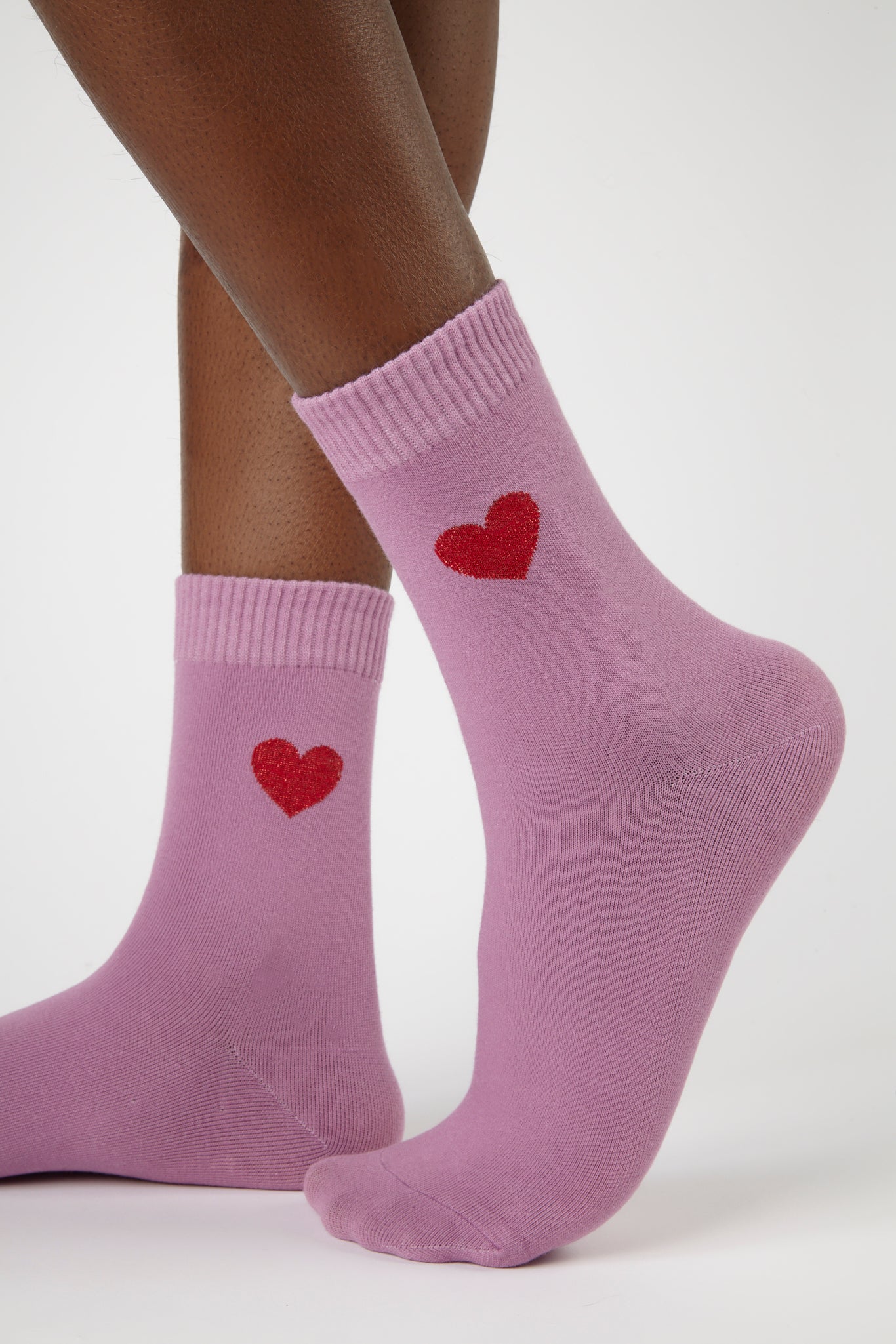 Purple metallic heart socks_1