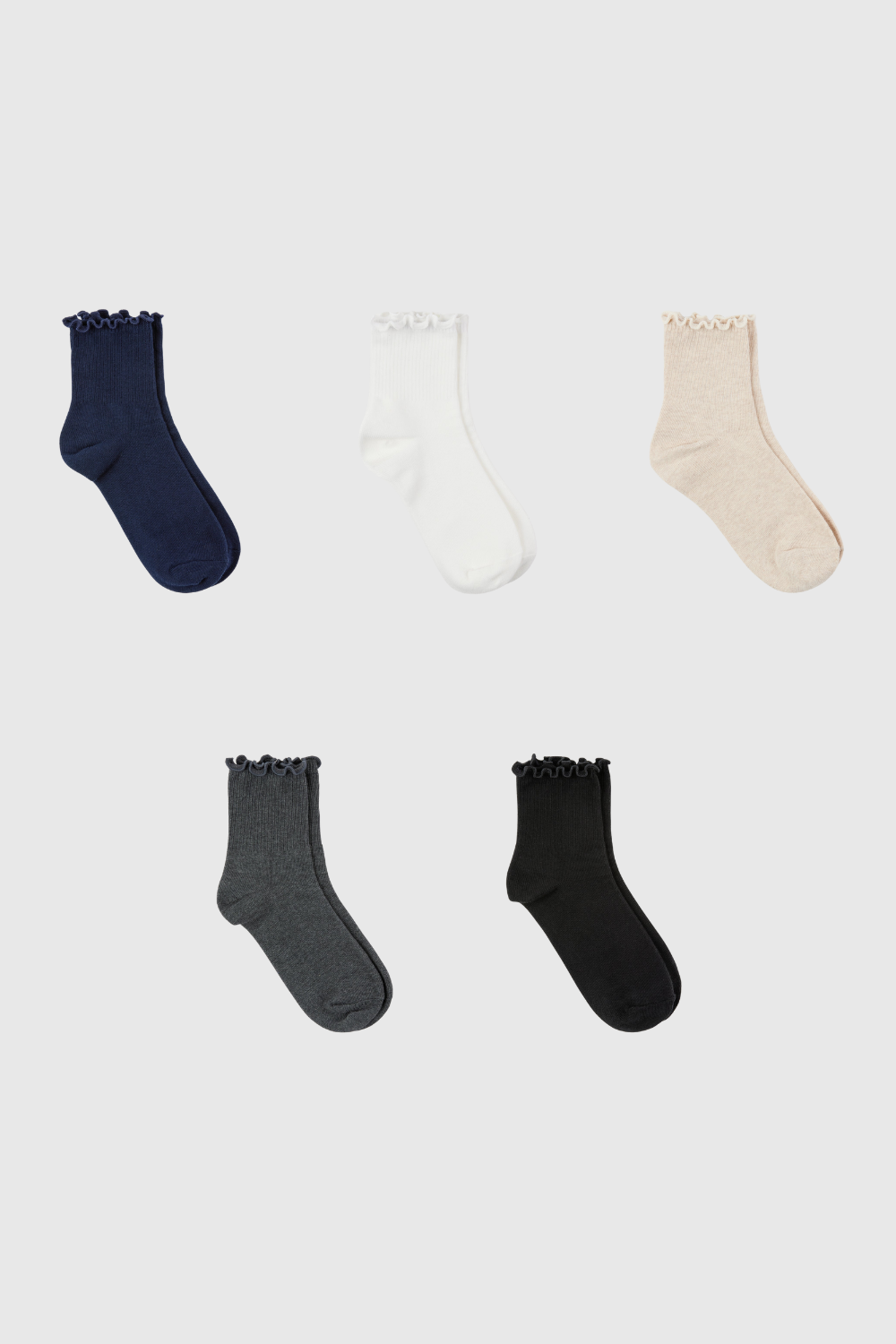 Ruffle trim socks - Set of 5