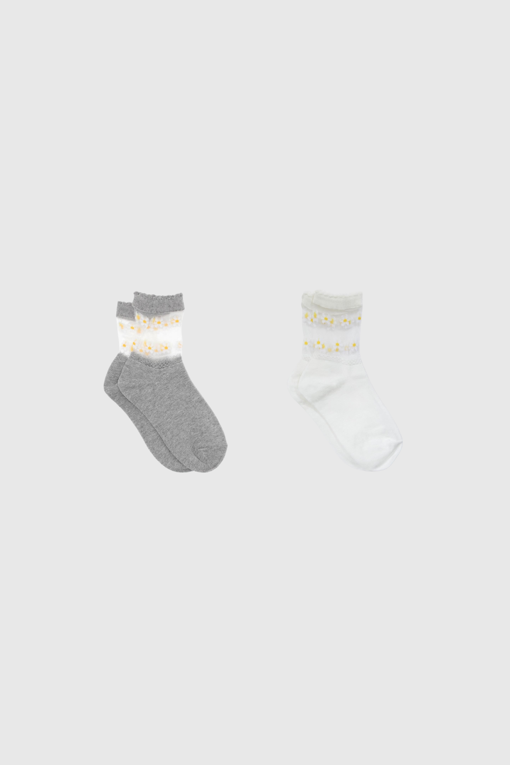 Sheer daisies ankle block socks - Set of 2