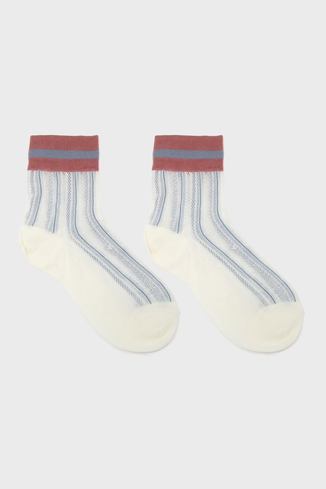 Ivory and pink stripe hem socks_2