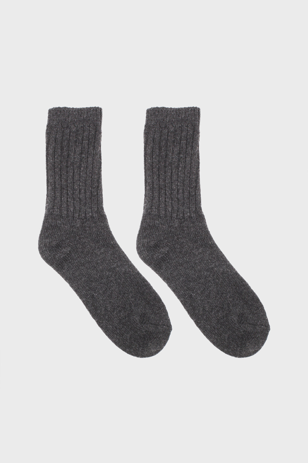 Charcoal ribbed cashmere wool blend socks_3