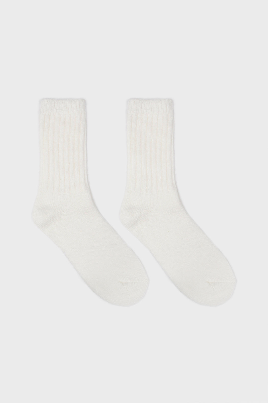 White ribbed cashmere wool blend socks_2