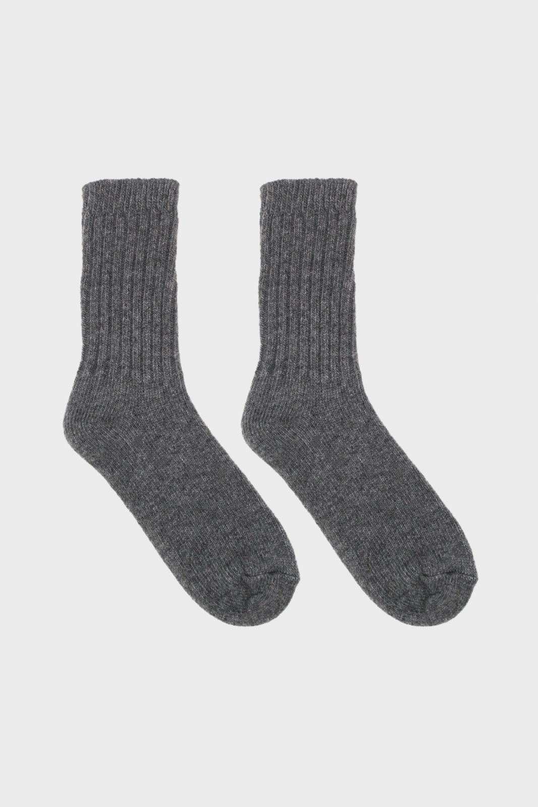 Grey ribbed cashmere wool blend socks_3