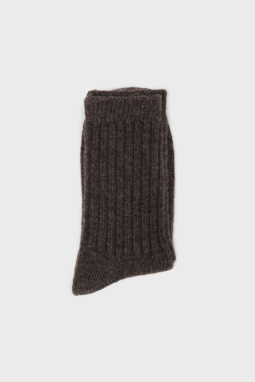 Brown ribbed cashmere wool blend socks_4