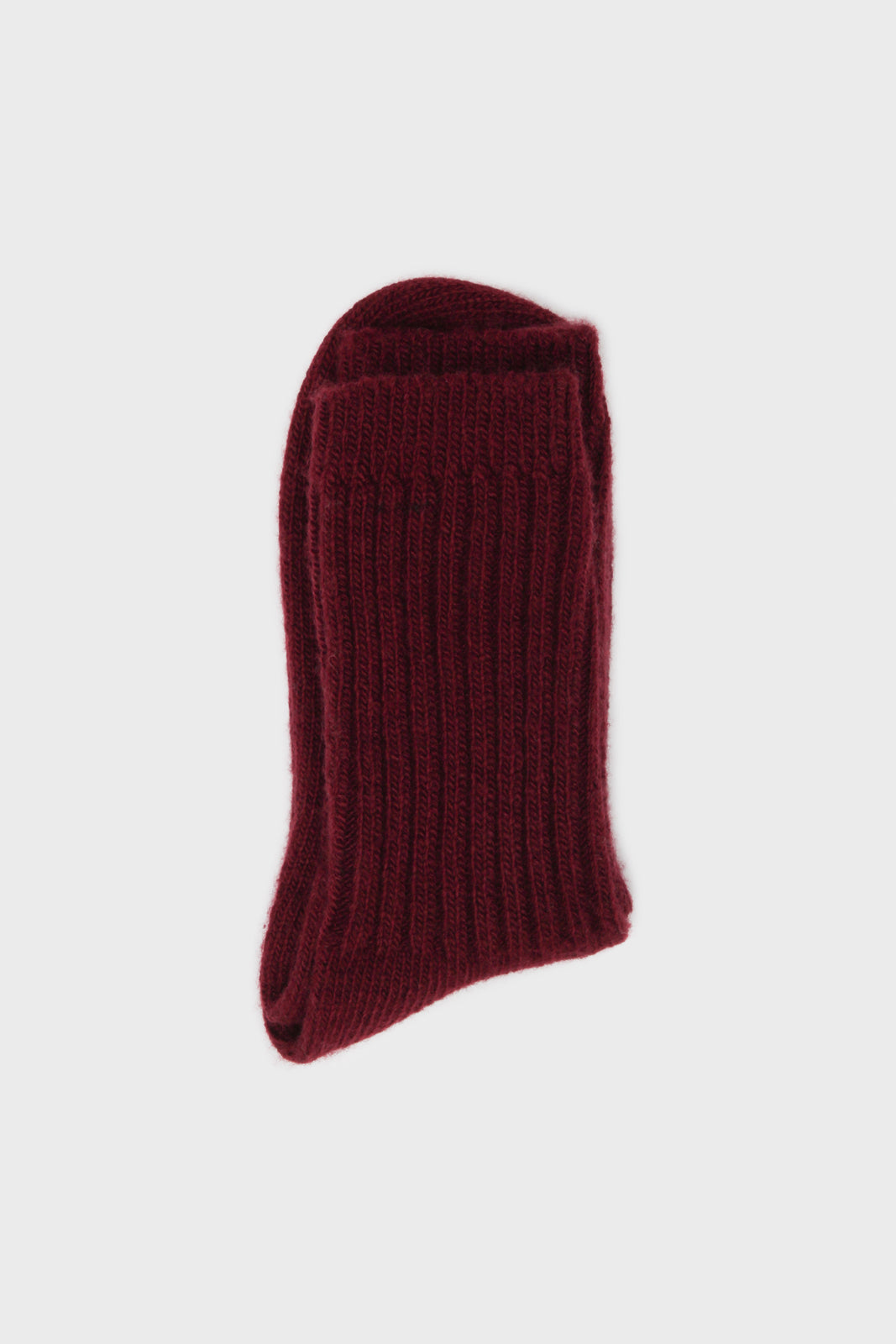 Burgundy ribbed cashmere wool blend socks_4