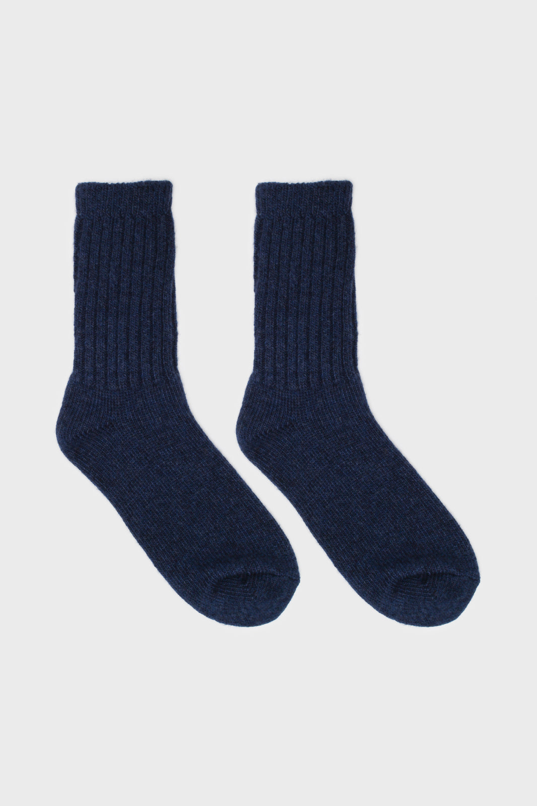 Blue ribbed cashmere wool blend socks_3
