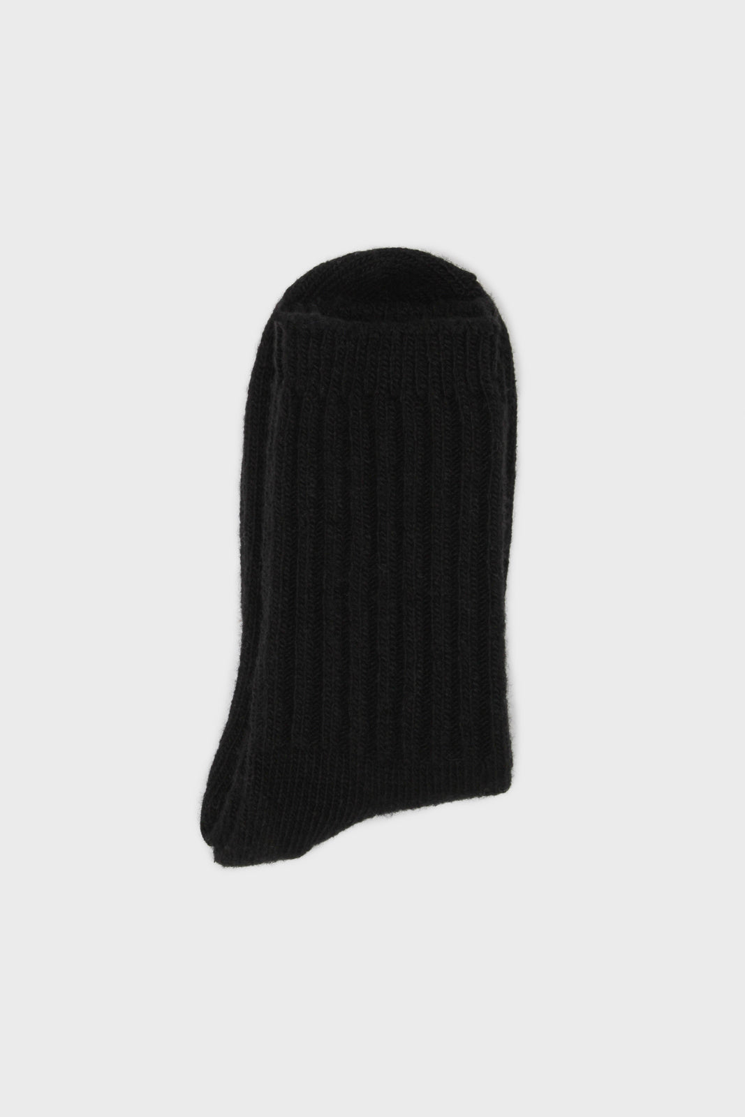 Black ribbed cashmere wool blend socks_3