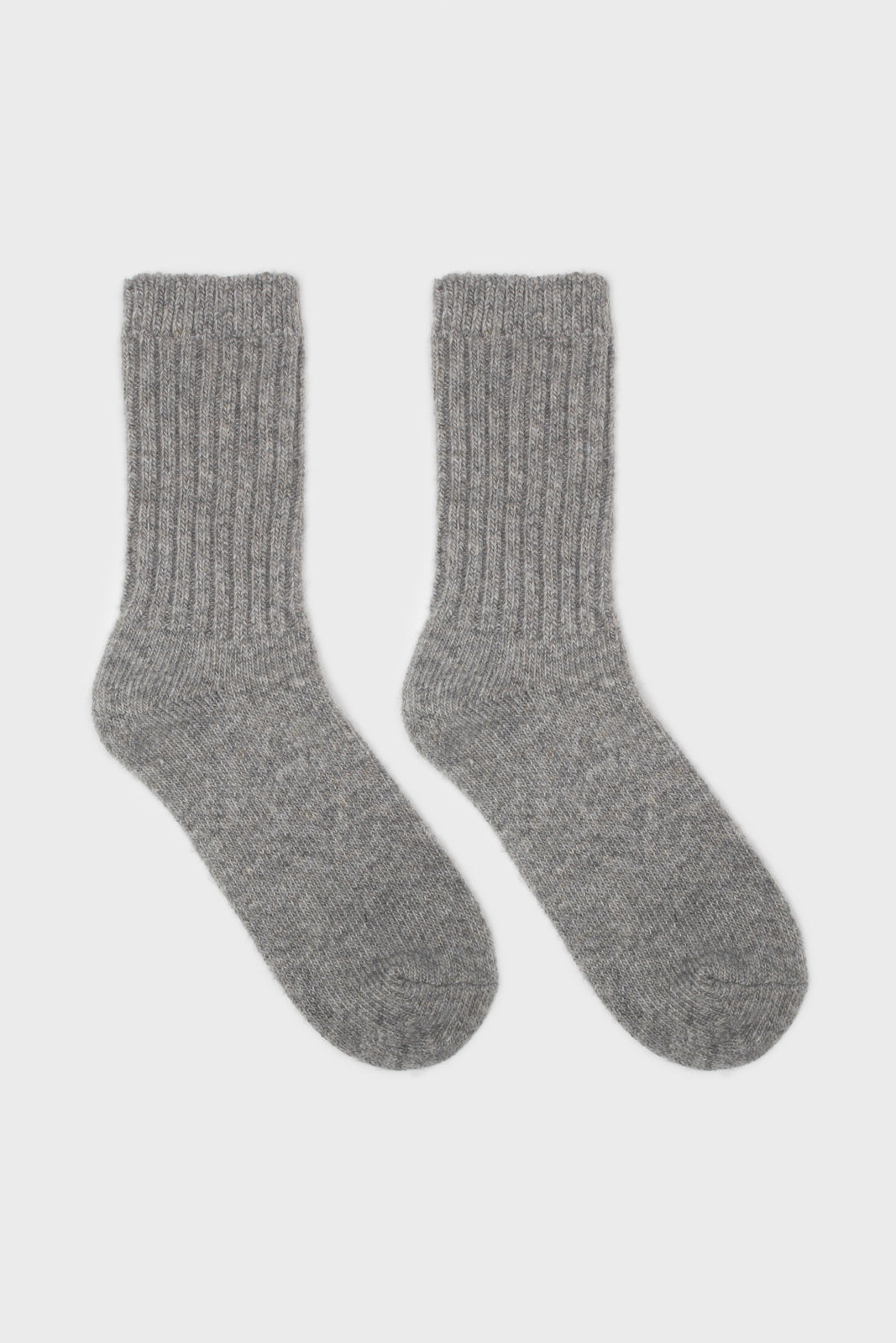 Light grey ribbed cashmere wool blend socks_2