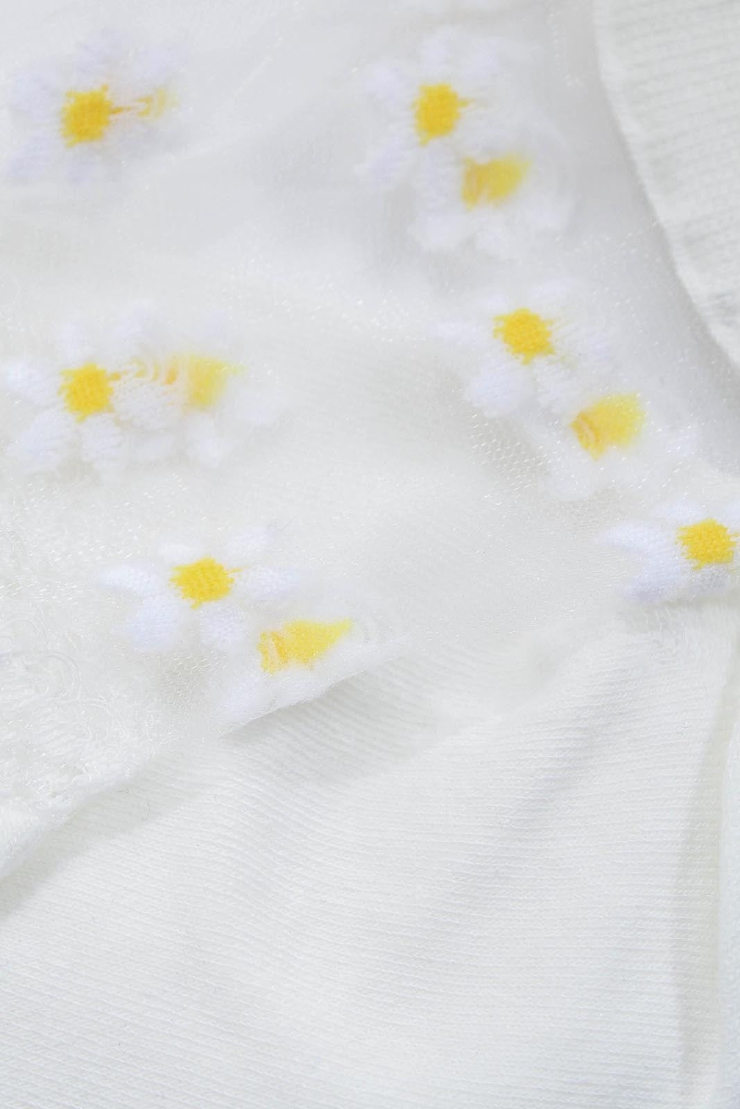White sheer daisies ankle block socks_2
