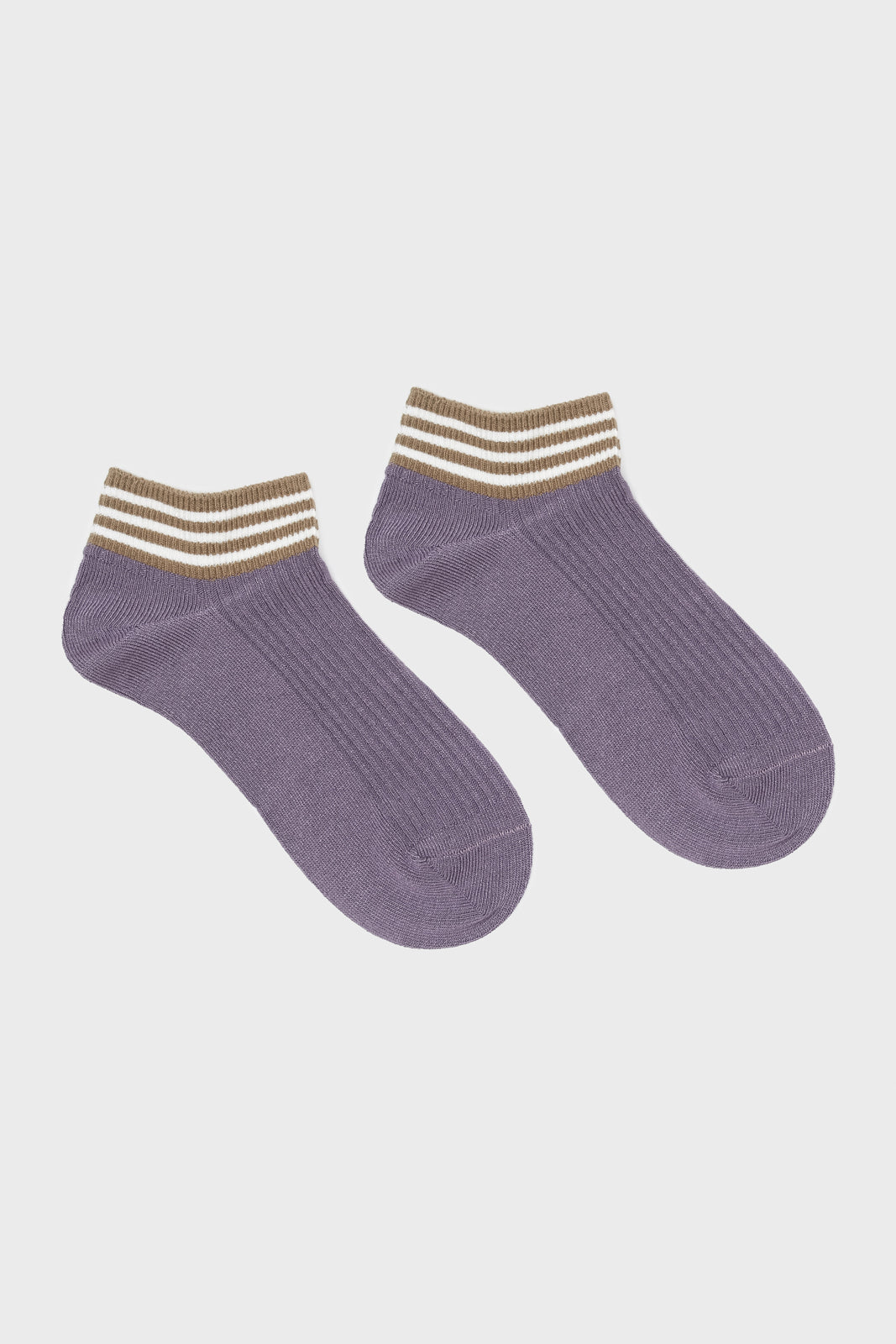 Violet and pale brown striped ankle socks_2