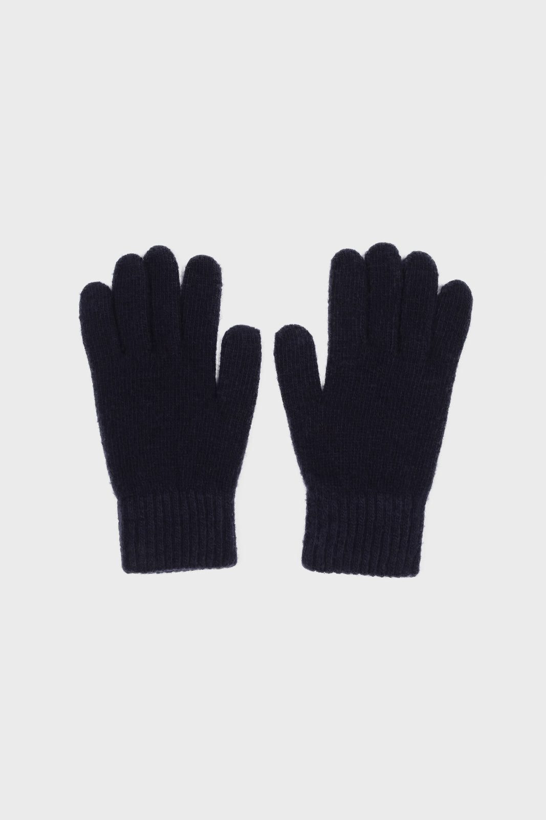 Navy blue smooth wool blend gloves_1