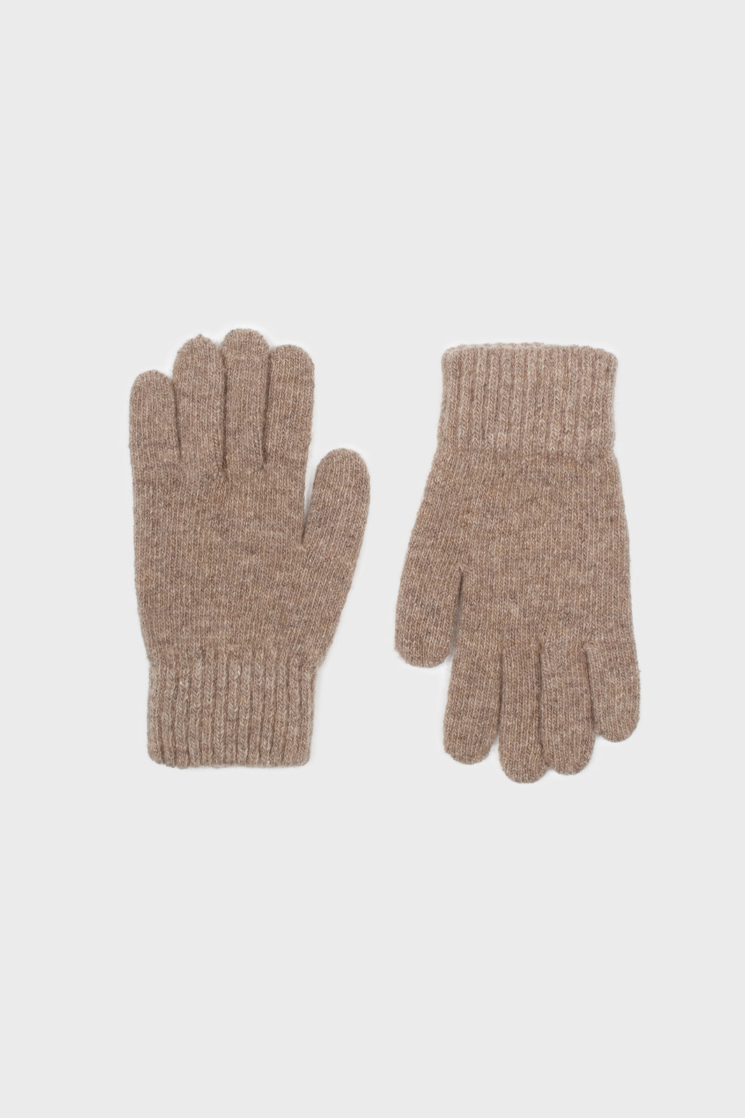 Beige smooth wool blend gloves_3