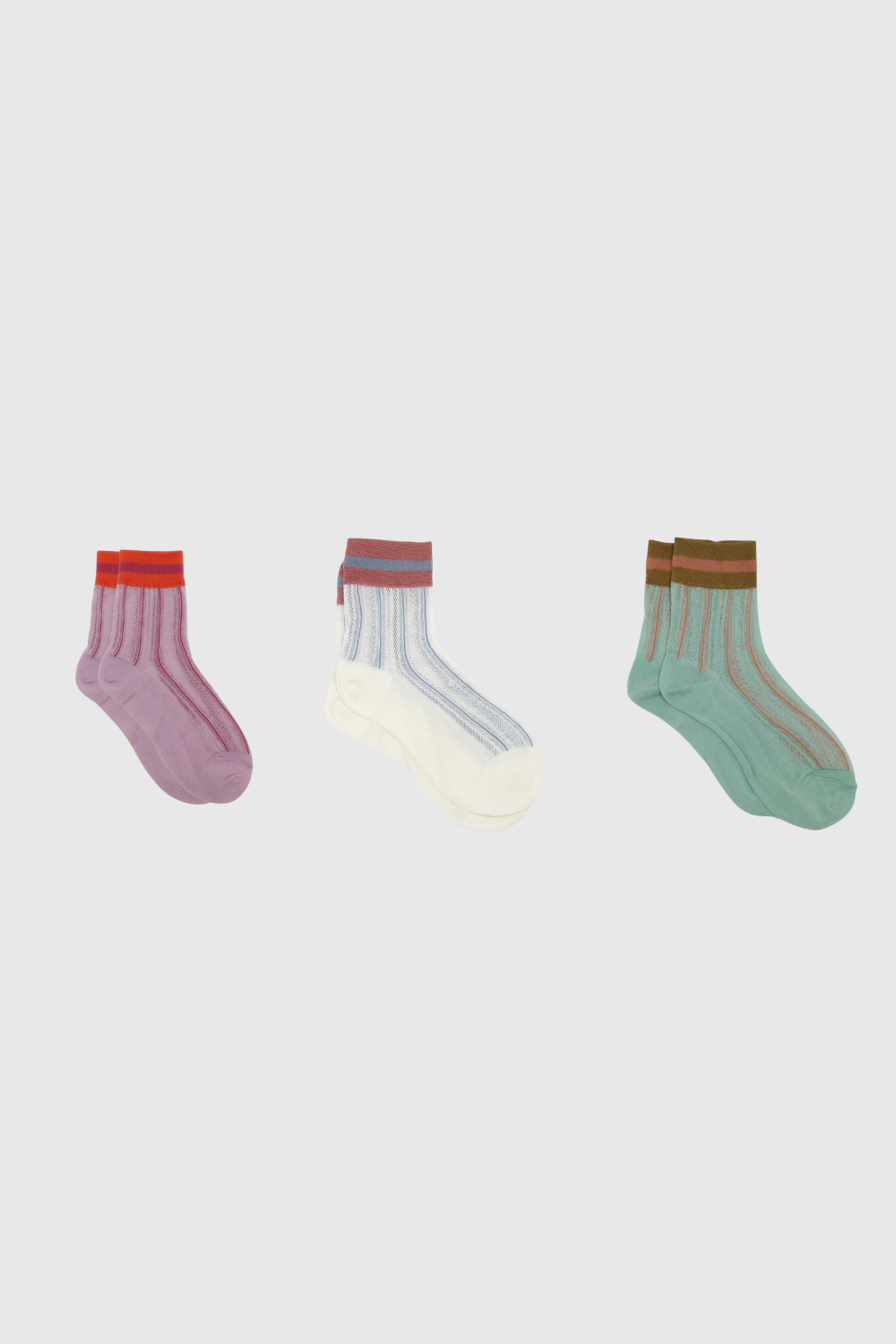 Stripe hem socks- Set of 3