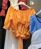Orange open tie back cropped top_1