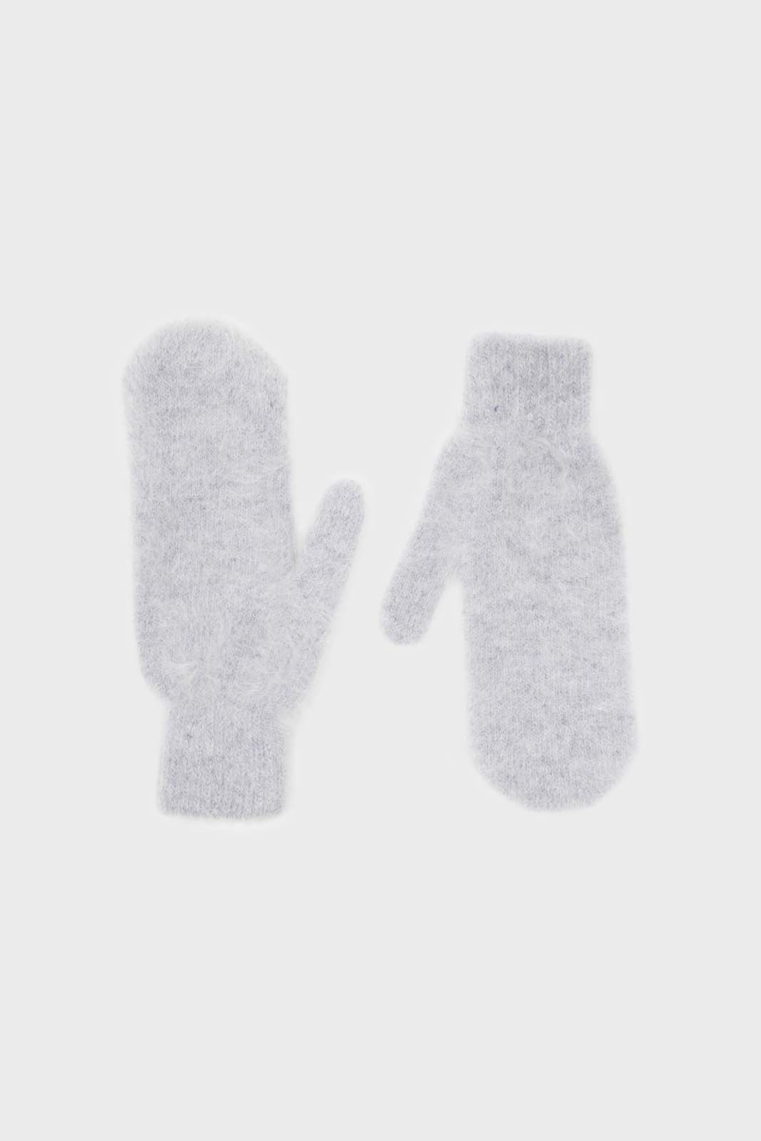 Pale grey mohair mittens