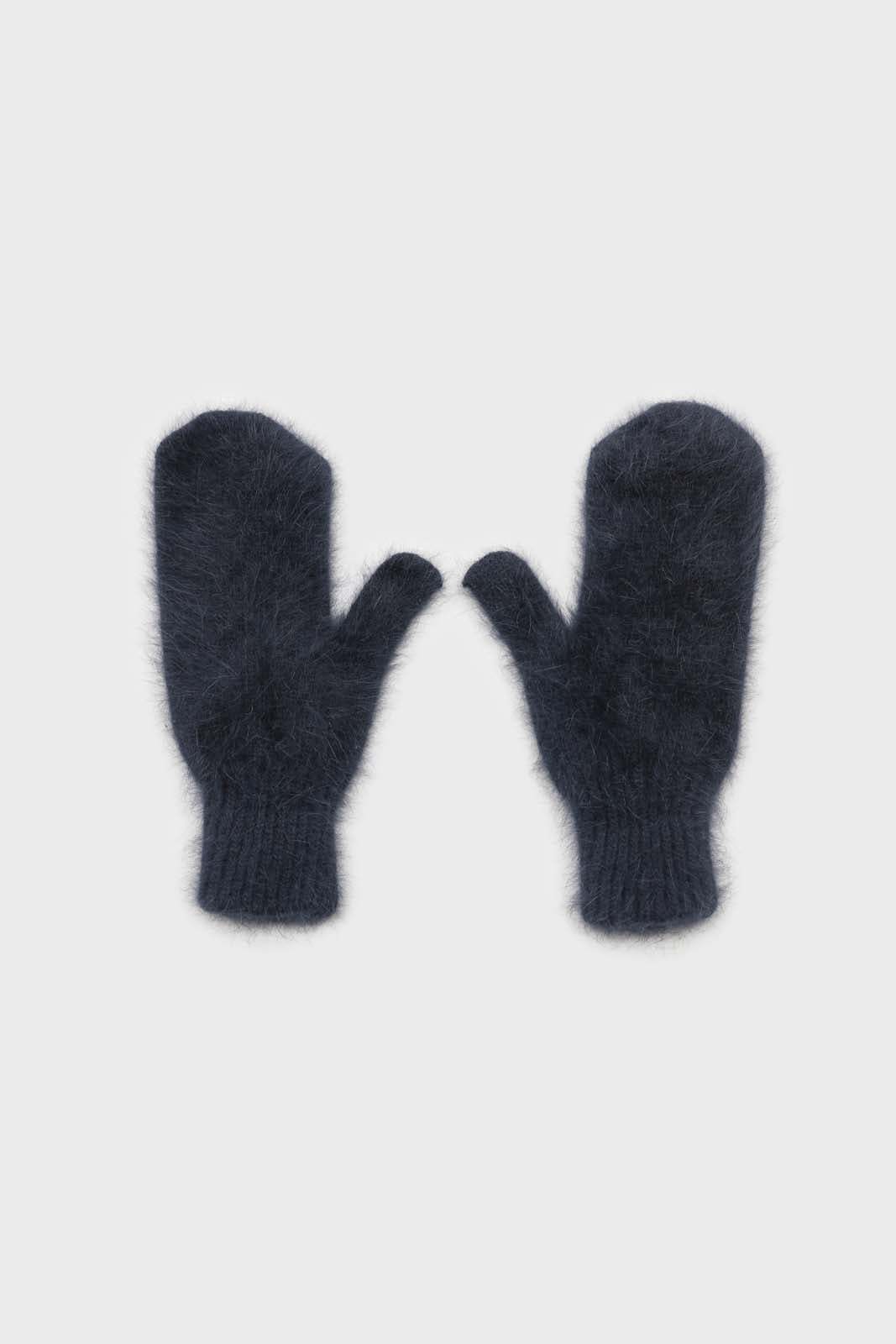 Deep blue mohair mittens