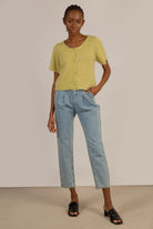 Green alpaca blend short sleeved cardigan_6