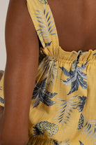 Mustard pineapple print button front tank_6