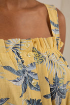 Mustard pineapple print button front tank_5