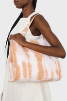 Orange tie dye raw edge canvas tote bag_3