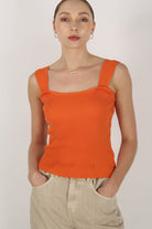 Burnt orange thick strap knit tank_4