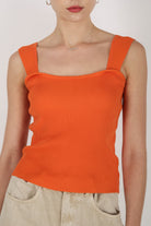 Burnt orange thick strap knit tank_5