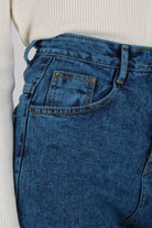 Deep blue stone wash wide leg jeans_7