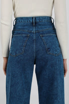 Deep blue stone wash wide leg jeans_6