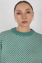 Aqua blue and ivory herringbone jumper_10