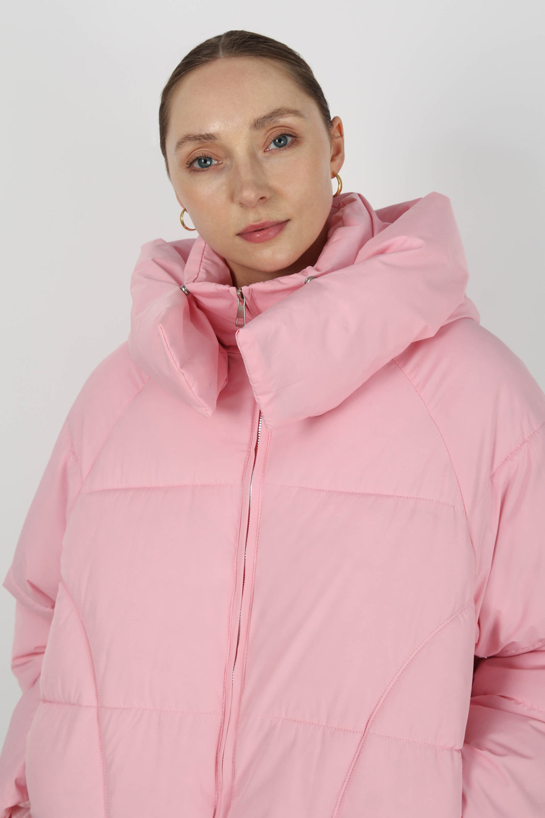 Deep pink thick hooded puffer jacket_4