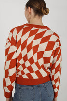 Rust orange and ivory psychedelic intarsia jumper_5