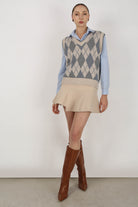Ivory and pale blue argyle wool blend sweater vest_7