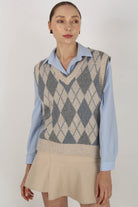 Ivory and pale blue argyle wool blend sweater vest_1