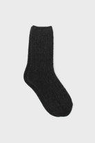 Charcoal grey wool blend cableknit socks_1