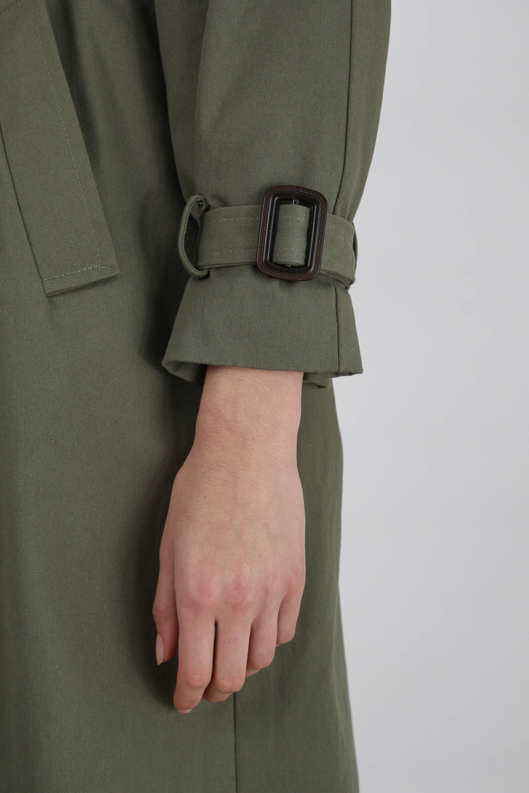 Khaki faux fur lined trench coat_6