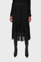Black silky micro pleat maxi skirt_7