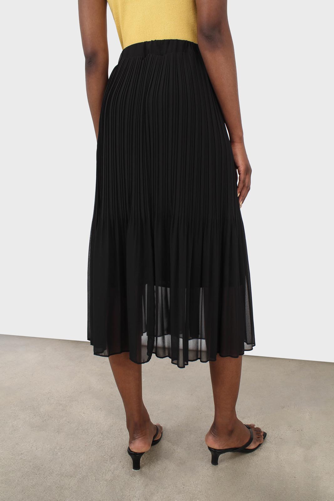 Black silky micro pleat maxi skirt_3