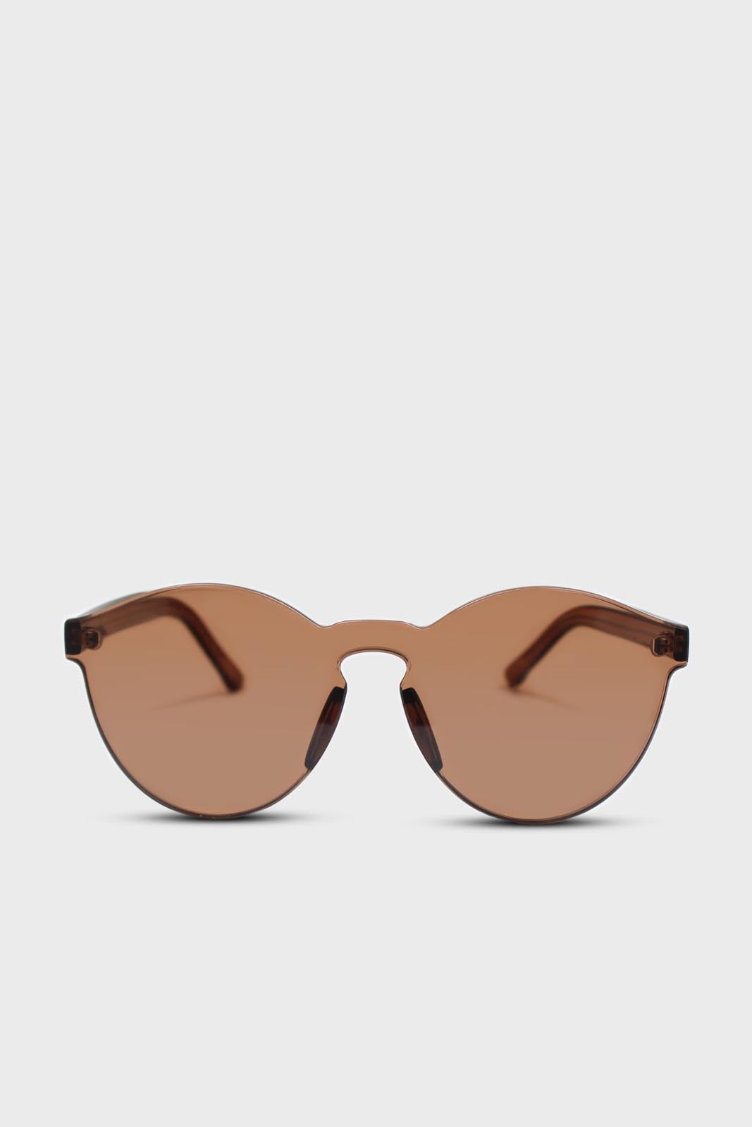 Brown frameless round sunglasses