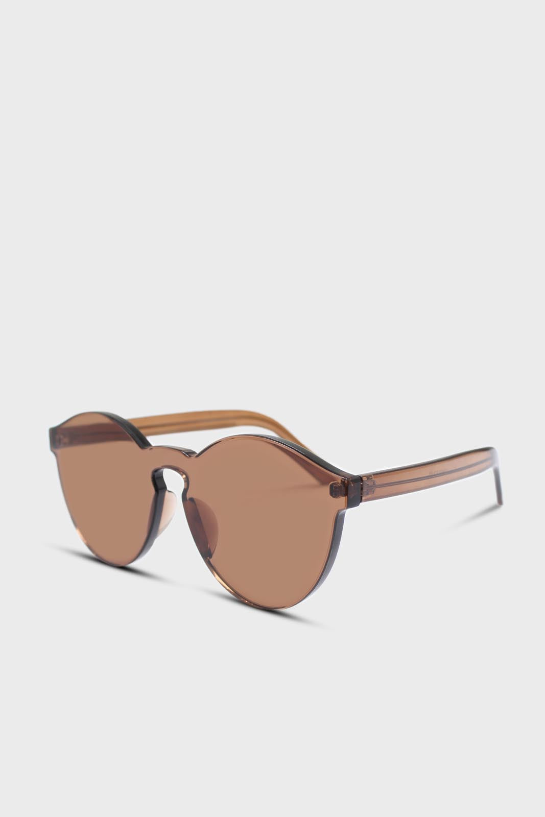 Brown frameless round sunglasses