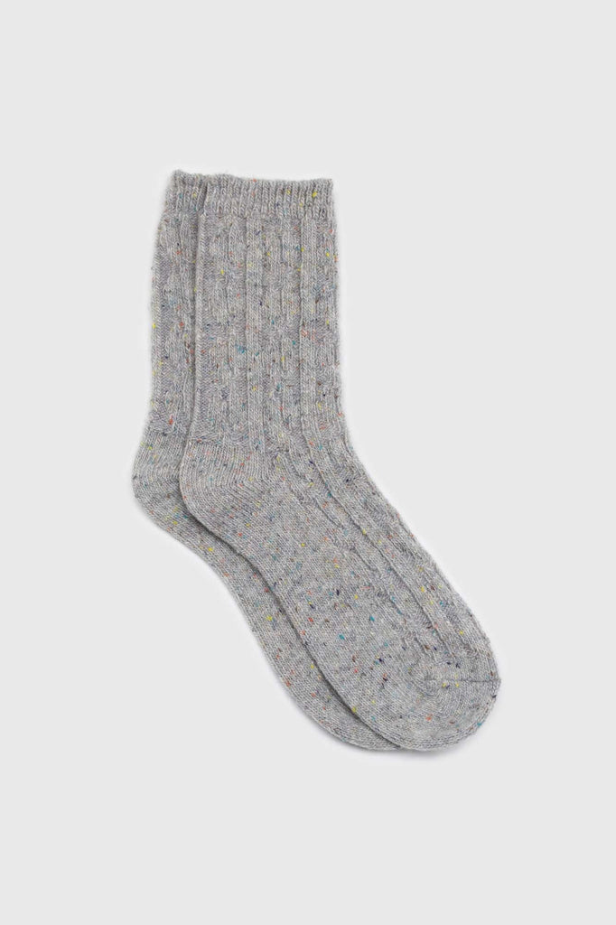 Pale grey rainbow fleck thick socks_1